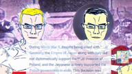 2soyjaks angry anime arm asian bird blue_eyes brown_eyes buff closed_mouth clothes country eagle ear edit flag flag:poland glasses hair irl_background italy japan japanese_text music poland soyjak subvariant:chudjak_front subvariant:muscular_chud text tshirt variant:chudjak vein video yellow_skin yukio_mishima // 1024x576, 20.9s // 5.5MB