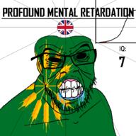 angry bald bell_curve black_eyes black_hole black_sclera british clenched_teeth closed_mouth country cracked_teeth drool ear flag flag:tiree flag:united_kingdom glasses hair iq iq_bell_curve mustache nightmare_fuel no_pupils profound_mental_retardation retard scotland soyjak stubble text tiree united_kingdom variant:feraljak wrinkles // 1024x1024 // 139.0KB