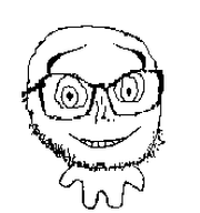 aliased big_eyes closed_mouth eyebrows glasses happy smile stubble subvariant:fun_sized_feraljak teeth transparent_background variant:feraljak wide_eyes // 166x177 // 2.2KB