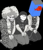 3soyjaks animal arm closed_eyes closed_mouth crying fish full_body glasses hand leg lmfao soyjak stubble text variant:gapejak variant:soyak variant:wojak water // 583x666 // 406.4KB