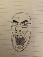 angry drawing glasses irl open_mouth redraw soyjak stubble variant:cobson // 3024x4032 // 3.5MB
