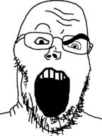 merge open_mouth soyjak stubble thick_eyebrows variant:cobson variant:feraljak variant:gapejak variant:markiplier_soyjak white_eyes wrinkles // 580x773 // 30.4KB