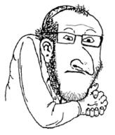 a_wyatt_mann black_and_white closed_mouth clothes ear glasses happy_merchant hat jewish_nose judaism kippah looking_at_you neutral rubbing_hands stubble subvariant:neutralplier variant:markiplier_soyjak // 218x255 // 17.9KB