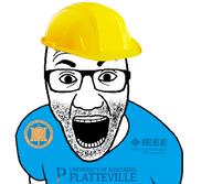 1866 arm blue_shirt clothes glasses hard_hat ieee open_mouth platteville_wisconsin soyjak stubble tshirt university_of_wisconsin_platteville variant:el_perro_rabioso wisconsin // 921x800 // 159.5KB
