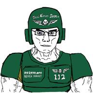 blue_eyes buff cadian_shock_troops clothes glasses hat imperial_guard military muscles muscular_male skull soldier subvariant:muscular_chud total_xenos_death variant:chudjak warhammer // 1073x1073 // 78.7KB