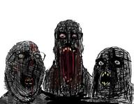 3soyjaks beard black black_skin blood body_horror burned burnt decay glasses gore gray grey horror laceration open_mouth red rotting scribble soyjak stubble teeth tornjak trend:soyjak_trio variant:gapejak variant:markiplier_soyjak variant:tony_soprano_soyjak withered yellow_eyes yellow_sclera yellow_teeth zombie // 845x661 // 382.8KB