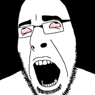 animated bloodshot_eyes cross_eyed glasses open_mouth soyjak stubble variant:cobson // 420x428 // 478.6KB