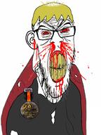 angry balding blood bloodshot_eyes clenched_teeth hair medal nate natejak oldfag red_shirt seething soyjak_party subvariant:feralrage variant:feraljak yellow_hair // 706x941 // 338.2KB