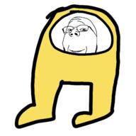 among_us glasses leg smile soyjak stubble subvariant:wholesome_soyjak variant:gapejak video_game // 720x720 // 79.6KB