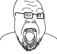 glasses merge open_mouth series:fusionjaks soyjak stubble variant:bernd variant:soyak // 1200x1125 // 55.0KB