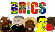 adidas asian brazil brics brown_skin china clothes coomer country flag flag:brazil flag:china flag:india flag:south_africa glasses hair huehuehue india indian negro oleg_mongol reichsadler russia south_africa soyjak star_(symbol) variant:chudjak variant:wojak yellow_skin // 1024x599 // 87.5KB