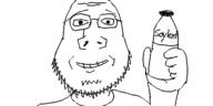 arm bottle closed_mouth glasses hand holding_bottle holding_object holding_soylent oekaki plastic_bottle smile soy soyjak soylent soylent_bottle stubble variant:gapejak // 500x250 // 17.9KB