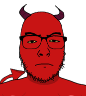 bald closed_mouth demon eyebrows frown glasses horn looking_at_you red_skin stubble tail transparent_background variant:uncjak yellow_eyes yellow_sclera // 900x1000 // 120.0KB