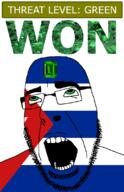 ahegao country cuba emerald flag flag:cuba gem glasses green green_eyes hair looking_up open_mouth schlog_color_event soyjak soyjak_blog star_(symbol) stubble teeth text threat_level_green variant:cobson won // 721x1115 // 151.0KB