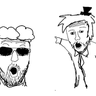 2soyjaks glasses necktie pointing top_hat variant:two_pointing_soyjaks // 1080x1080 // 138.0KB