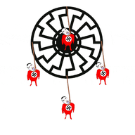 4soyjaks animated bloodshot_eyes chud ext=gif full_body glasses hanging multiple_soyjaks nazism open_mouth rope sonnenrad spin spinning subvariant:patrick suicide swastika tongue variant:chudjak // 1069x1069 // 1.5MB