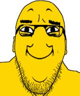 closed_mouth ear glasses smile soyjak stubble variant:asmattr yellow yellow_skin yoba_face // 598x720 // 37.6KB