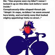 bicycle closed_mouth hair horn incomprehensible_woahjack meta:tagme soy_parody soyjak stubble tagme_character_name text throat variant:a24_slowburn_soyjak yellow_eyes // 894x894 // 364.4KB