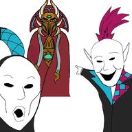 ahzek_ahriman chaos_space_marines clown eldar harlequin jester magic occult robe sorcerer thousand_sons variant:chudjak variant:two_pointing_soyjaks // 1440x1440 // 150.4KB