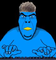 acne beak bird blue_skin closed_mouth computer front_facing full_head funny hair hand looking_at_viewer looking_at_you smile smug soyjak stubble subvariant:cobson_front2 twitter ugly variant:cobson zoomer zoomer_hair // 1906x2048 // 814.7KB