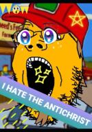 anime antichrist cap cartoon clothes glasses hair hat nas:sneed open_mouth sneed soyjak stubble text the_simpsons variant:gapejak yellow_hair yellow_skin // 1000x1429 // 2.1MB