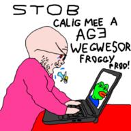 angry babyjak caca doll_(user) frog laptop pacifier pepe // 340x340 // 16.4KB