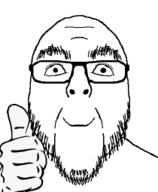 closed_mouth glasses smile stubble thumbs_up variant:flartson // 210x255 // 11.9KB