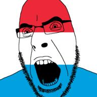 angry country flag flag:luxembourg glasses luxembourg open_mouth soyjak stubble variant:cobson // 721x720 // 10.2KB
