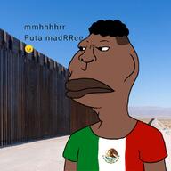 angry big_lips black_eyes brown_skin clothes desert face hair irl_background mexico mexicoon meximutt_abuse subvariant:brazilmutt united_states variant:meximutt wall // 1100x1100 // 254.8KB