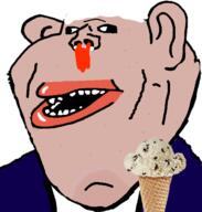 amerimutt blood blue_shirt brain_freeze brown_skin clothes cross_eyed ear ice_cream lips mutt nosebleed open_mouth snow soyjak subvariant:impish_amerimutt variant:impish_soyak_ears white_shirt // 500x525 // 112.4KB