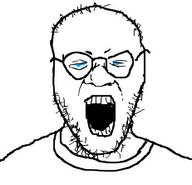 closed_eyes clothes crying glasses hair open_mouth soyjak stubble variant:unknown // 462x444 // 33.1KB