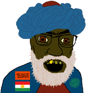 abraham allah beard brown_eyes brown_skin clothes eyebrows flag:kurdistan flag:kurdistan_justice_group glasses grey_hair hat islam kurdistan looking_to_the_right meta:namefags nose open_mouth pantone_448_c rotten_teeth shahada subvariant:tetojak teeth thales_(user) transparent_background turban variant:feraljak yellow_sclera yellow_teeth // 1080x1080 // 299.3KB
