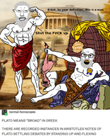 'o 3soyjaks ancient_greece award chicken diogenes open_mouth painting philosophy plato reddit soy_(soyjak_party) subvariant:pol_face text variant:chudjak variant:feraljak variant:unknown // 1500x1850 // 1.9MB