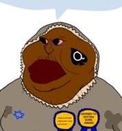 angry antiswarthy_(namefag) award bloodshot_eyes brown_skin closed_mouth clothes distorted eskimo fat gooned_to_soytan_gore_award speech_bubble_empty variant:meximutt // 1277x1374 // 886.5KB