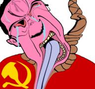 ack angry bloodshot_eyes communism crying distorted flag:soviet_union hammer_and_sickle hanging open_mouth pink_skin rope soyjak subvariant:chudjak_front suicide tongue variant:bernd variant:chudjak vein white_background // 768x719 // 374.0KB