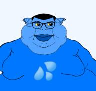 blue_lips blue_skin closed_mouth clothes ear fat glasses hair looking_to_the_right subvariant:branigger transparent transparent_background tshirt variant:brandon variant:meximutt waterpark watersissy yellow_sclera // 1675x1583 // 224.3KB