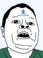 autism autism_speaks baby double_chin ear eyebrows green_shirt hair meta:nas nose not_a_soyjak open_mouth variant:unknown // 700x949 // 19.5KB