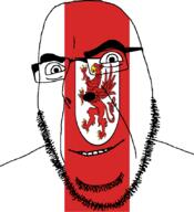 animal arm bird country flag flag:west_pomeranian full_head glasses griffin hair leg looking_at_you open_mouth poland smile soyjak stubble teeth text variant:cobson voivodeship west_pomeranian // 775x849 // 93.1KB