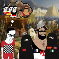 algeria angry arab arm army brown_hair brown_skin bubble burqa burqah christgod christian_cross christian_identity christianity chud closed_mouth countey cross crusade crusader crusades flag flag:algeria flag:almohad_caliphate flag:crusader flag:emirate_of_grenada flag:morocco flag:portugal gigachud glasses hair hand helmet hijab islam islamic lebanon lipstick military muslims necklace portugal portugese reconquista soyjak spain spanish subvariant:chudjak_seething syria thought_bubble tmd total_mudslime_death total_muslim_death turkiye variant:chudjak white_skin // 1000x1000 // 221.6KB