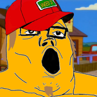 cap clothes glasses hair hat open_mouth sneed soyjak stubble the_simpsons variant:tony_soprano_soyjak yellow_hair yellow_skin // 600x600 // 339.8KB