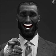 beard cigar clothes facedance geg gigachad hand holding_object laughing laughing_pepe looking_at_you meta:nas nas:gigachad pepelaugh smile suit suit_and_tie