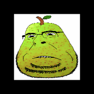 3d 3dgifmaker animated biting_lip cube deformed fat food fruit glasses pear soyjak stubble subvariant:blobson variant:cobson // 200x200 // 407.5KB