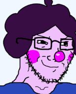 blush clothes clown clown_nose eyebrows glasses hair looking_to_the_right nose pink_skin smile smug squimpus_mcgrimpus stubble variant:soyak // 644x800 // 54.9KB