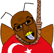 angry antenna cockroach country cross_eyed derp eyebrows flag flag:turkiye forehead_lines front_facing glasses gums hanging noose nose open_mouth roach rope rotten_teeth soyjak stubble subvariant:feraljak_front suicide tear tongue tongue_out turk turkiye turkroach variant:feraljak white_background wing // 622x607 // 20.5KB