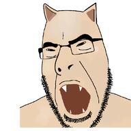angry animal cat cat_ear ear fangs furry glasses kot open_mouth sharp_teeth small_eyes soyjak stubble variant:cobson // 721x720 // 28.3KB