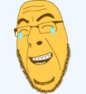 closed_eyes crying emoticon glasses joy laughing open_mouth series:soymoji soyjak stubble variant:cobson yellow yellow_skin // 721x789 // 34.4KB