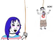 ack animated arm bloodshot_eyes blush choker full_body hair hand hanging leg lynching murder mustache open_mouth opposite pol_(4chan) purple_hair rope soyjak text tranny variant:bernd variant:wojak // 763x555 // 102.1KB