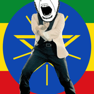 angry animated circle country dance ethiopia flag flag:ethiopia full_body gangnam_style glasses irl open_mouth pentagram soyjak stubble variant:cobson // 300x460 // 503.8KB