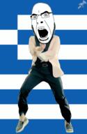 animated country dance flag flag:greece full_body gangnam_style glasses greece irl open_mouth push_pin soyjak sticky stubble variant:cobson // 300x460 // 275.0KB