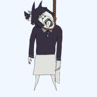 ack boxcutter clothes dress fpe fundamental_paper_education gook hair hand hanging miss_bloomie open_mouth polo_shirt ribbon rope tongue tongue_out toothpick variant:bernd variant:gapejak // 2048x2048 // 55.1KB